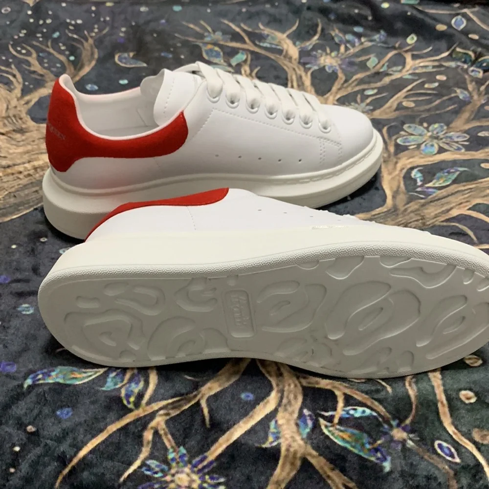 White and Red Women's Sneakers - Picture 3 of 5